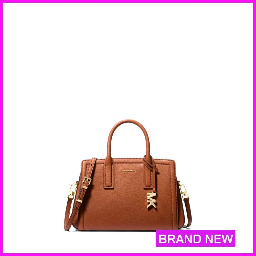Leather Satchel Handbag with Top Handle and Crossbody Strap